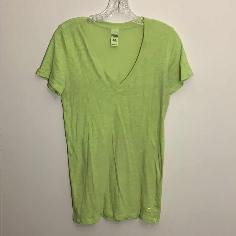 PINK! Neon green v-neck tee